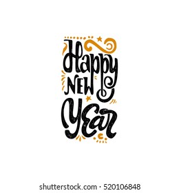 Happy new year 2017 hand-lettering text . Handmade vector calligraphy for your design