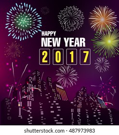 Happy new year 2017 Holiday fireworks
