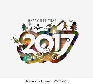 Happy new year 2017 - New Year Holiday design elements for holiday cards, for decorations Vector Illustration background