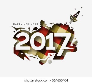 Happy new year 2017 New Year Holiday design elements for holiday cards, for decorations Vector Illustration background