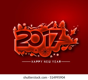 Happy new year 2017 New Year Holiday design elements for holiday cards, for decorations Vector Illustration background