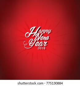 Happy New year 2017. Holiday Vector Illustration With Lettering Composition and red background