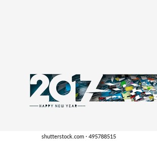 Happy new year 2017 horizontal Banner Vector Design Background