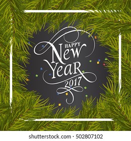 Happy New Year 2017 Lettering and Fir