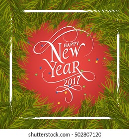 Happy New Year 2017 Lettering in Frame