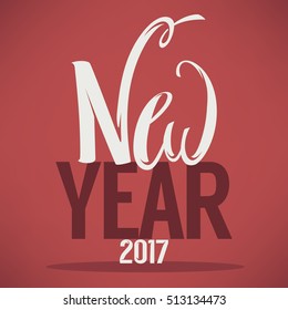 Happy New Year 2017 lettering composition, greeting card template