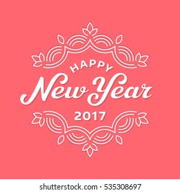 Happy new year 2017 lettering greeting card design