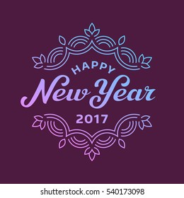 Happy new year 2017 lettering greeting card design