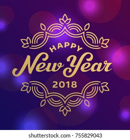 Happy new year 2017 lettering greeting card design