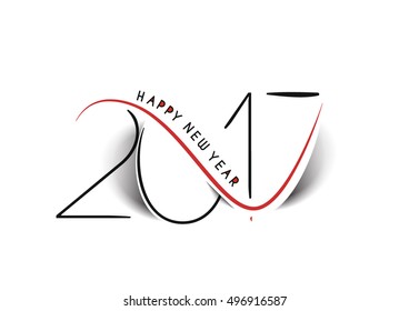 Happy new year 2017 Line Art Text Vector Design Background