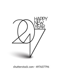 Happy new year 2017 Line Art Text Vector Design Background