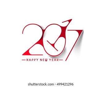 Happy new year 2017 line art text design vector background