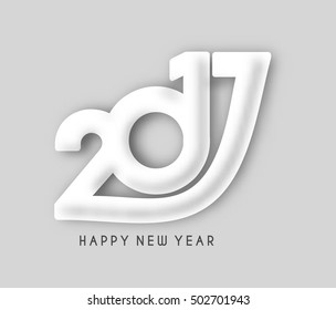 Happy new year 2017 line art text design vector background