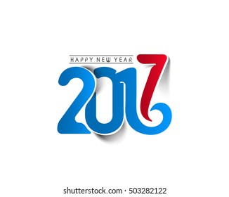 Happy new year 2017 line art text design vector background