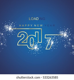 Happy New Year 2017 loading spark firework gold blue background