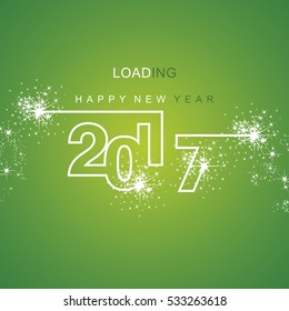 Happy New Year 2017 loading spark firework white green background
