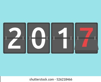 Happy New Year 2017 mechanical scoreboard congratulation, flip symbol on blue background. New year, happy and christmas concept. Flat design. Vector illustration. EPS 8, no transparency - Powered by Shutterstock - Get 15% off with code: PIKWIZARD15