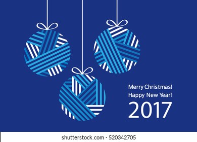 Happy New Year 2017. Merry Christmas. Modern greeting card. Christmas decoration. Vector.