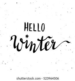 Happy New Year 2017 and Merry Christmas printable template. Holly Jolly, Hello Winter, Let it Snow Hand Drawn Lettering Isolated on White. Vector Calligraphy for T-Shirt, Greeting Card and Home Decor.