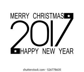 Happy New Year 2017 and Merry Christmas. Numbers 2017 on a black gradient background. Inscription 2017 vector illustration with 3d gold effect. Greeting card 2017 new year and merry christmas.