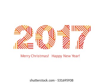 Happy New Year 2017. Merry Christmas. Congratulations, greeting card. Vector.