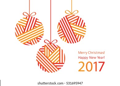 Happy New Year 2017. Merry Christmas. Modern greeting card. Christmas decoration. Vector.