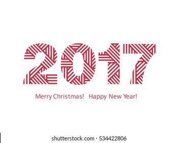 Happy New Year 2017. Merry Christmas. Congratulations, greeting card. Vector.