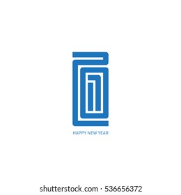 Happy new year 2017 minimalist calendar or brochure cover, typographic vector illustration or greeting card.