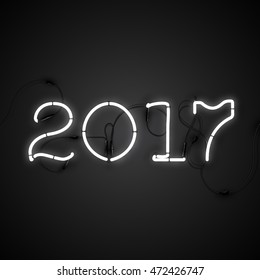 Happy New Year 2017 with Neon Light