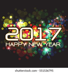 Happy New Year 2017 night party countdown color holiday vector illustration.