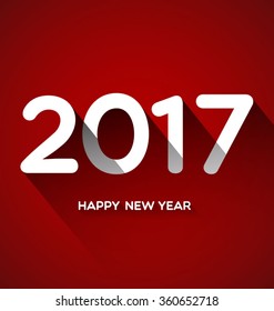 Happy New Year 2017 on Red Background