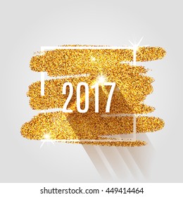 Happy New Year 2017 on the gold paint glitter shine background