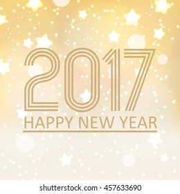 happy new year 2017 on shiny abstract background with stars and lights eps10
