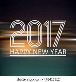 happy new year 2017 on dark color night horizontal abstract background eps10