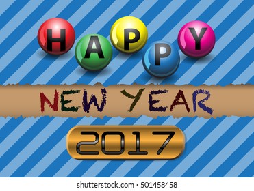 Happy New Year 2017 on blue paper design for holiday festival celebration vector illustration.
