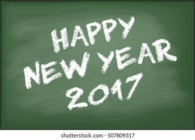 Happy New Year 2017 on green chalkboard vector
