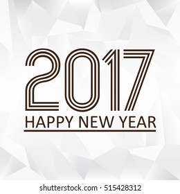 happy new year 2017 on wrinkled paper low polygon background eps10
