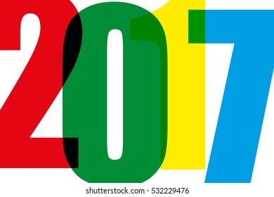 Happy new year 2017 on a white background