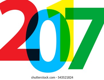 Happy new year 2017 on a white background