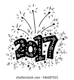  Happy New Year 2017 on a background of fireworks
