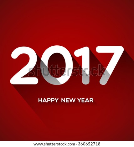 Happy New Year 2017 on Red Background