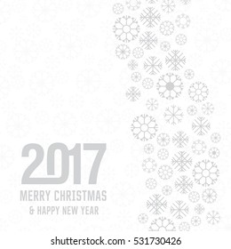 Happy new year to 2017. Paper numbers on the background of snowflakes. Vector illustration. lettering of 2017 for Christmas/New 2017 Year greeting card template. 2017 banner, flyer with snowflakes.