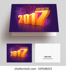 Happy New Year 2017 Party Celebrations Greeting or Invitation Card Designs. 