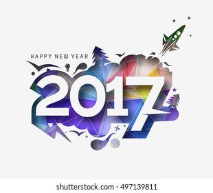 Happy new year 2017 Peel-off Text Vector Design Background