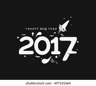 Happy new year 2017 Peel-off Text Vector Design Background