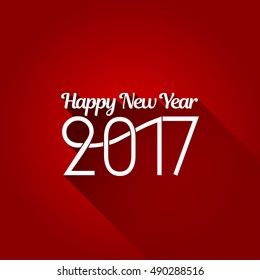 Happy New Year 2017 Postcard. Flat style with long shadow new year greeting card.