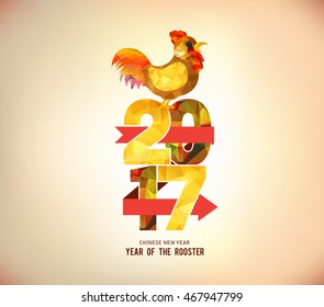 Happy new year 2017 poster design with colorful triangle shape and vintage label