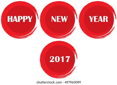 Happy New Year 2017 Red Circle Design Illustrated Vector