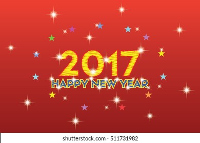 Happy New Year 2017 in red background