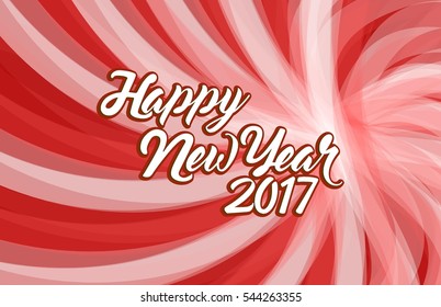 happy new year 2017 red wave illustration design background